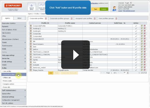 User profile - admin